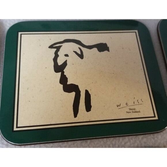 Set 6 Weiss Art COASTERS Australia Wildlife Animals Black Abstract Cork Lizard - Picture 6 of 12
